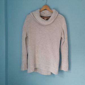 Off-white, thick warm cowl neck sweater.